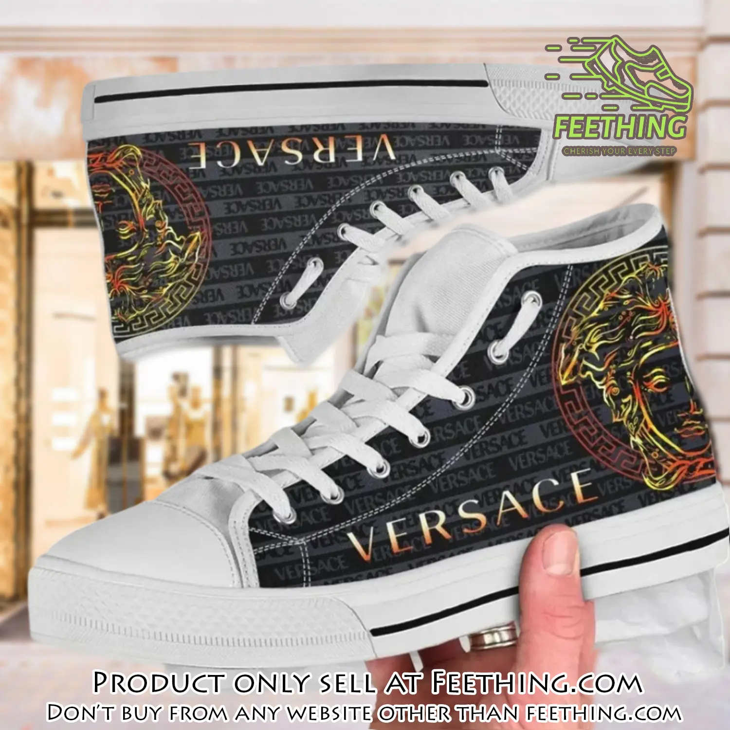 Versace medusa black white high top canvas shoes luxury brand gifts for men women ft3839898
